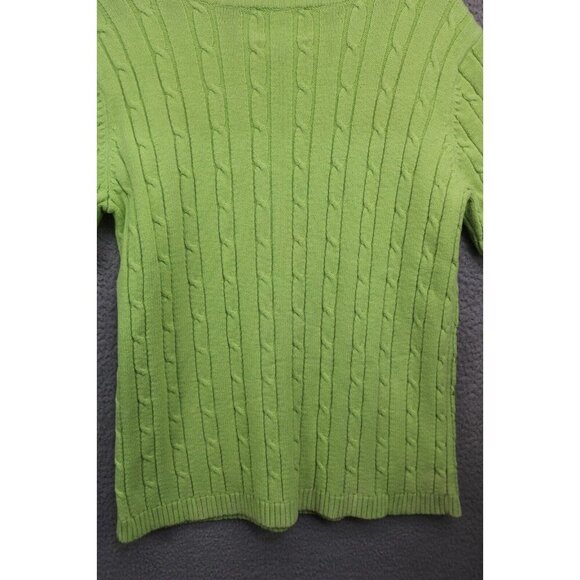 Quacker Factory Lime Green Short Sleeve Sweater-Medium-Sequins - Picture 9 of 10